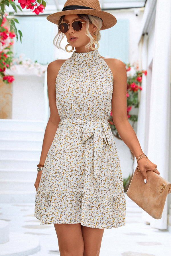 Elegant Dress Featuring a Charming Floral Neckline