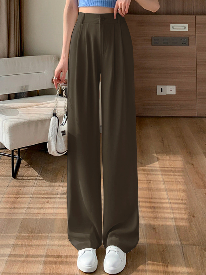 Sleek Wide-Leg Straight Trousers for Effortless Style
