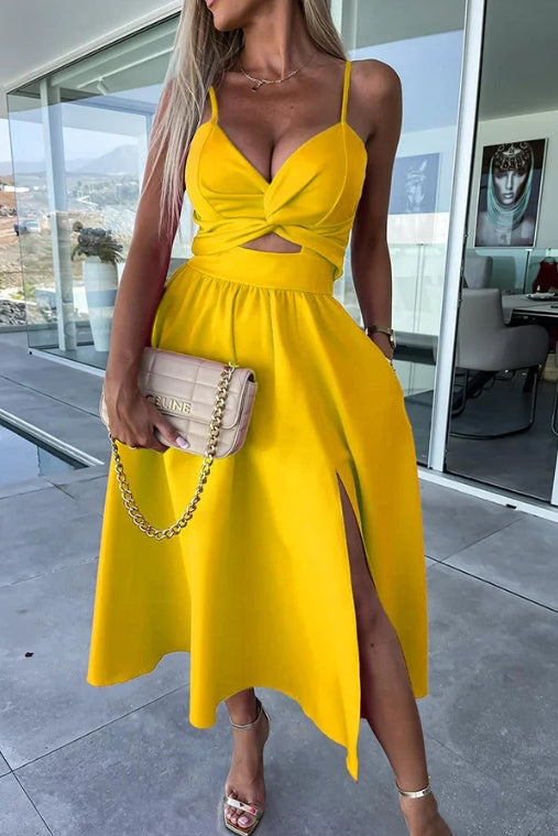 Sophisticated Midi Dress with Key Design