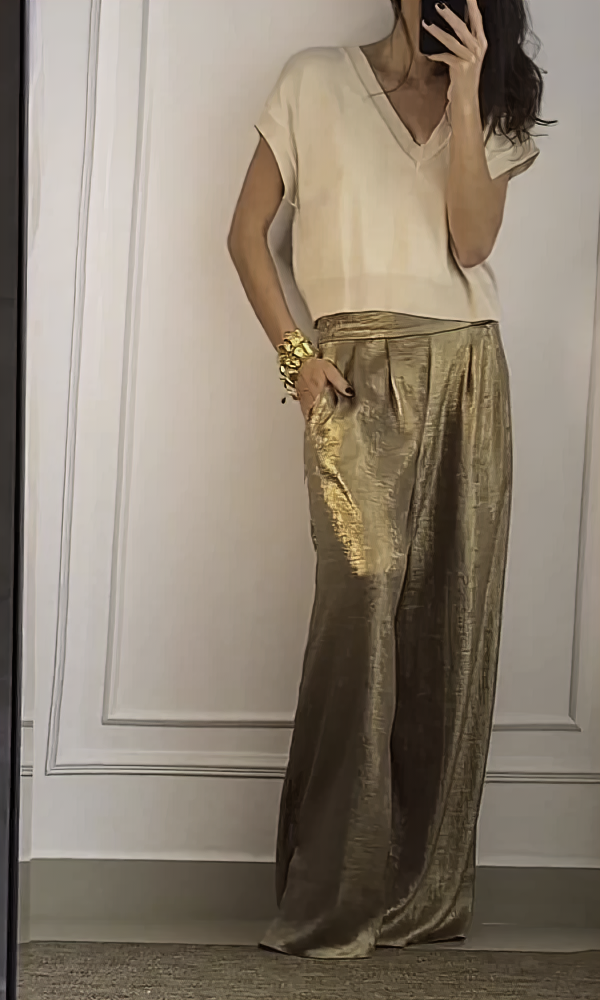 High-Waist Trousers and Matching Top Ensemble