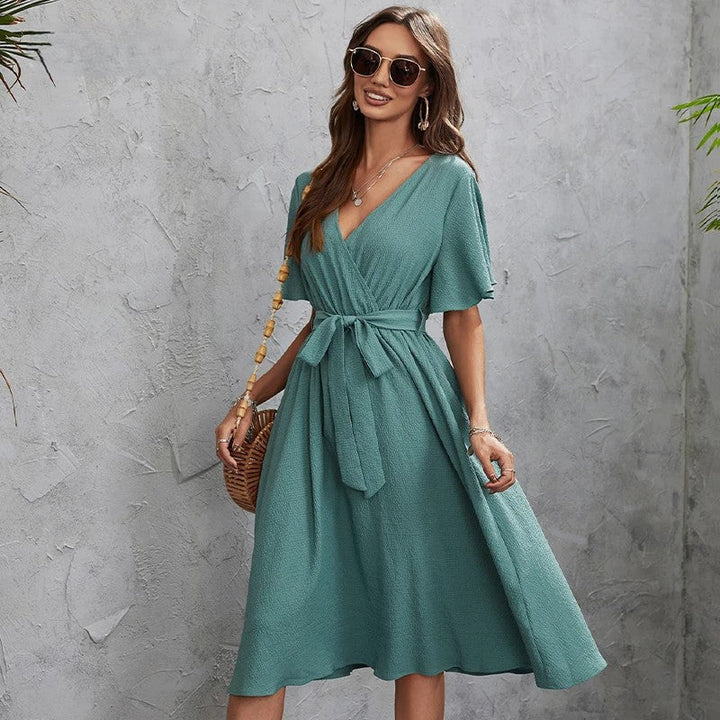 Stylish Midi Dress with Elegant Wrap Design