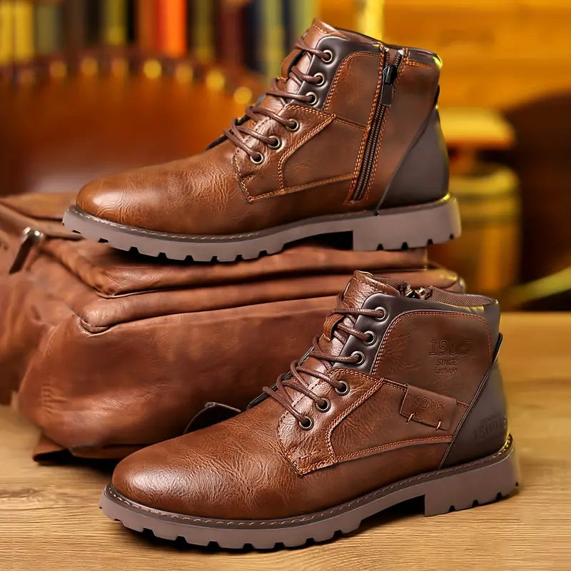 Stylish Leather Boots with Convenient Zipper Closure