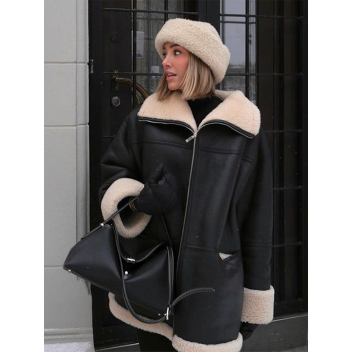 Luxe Leather & Fur Overcoat for Unmatched Elegance