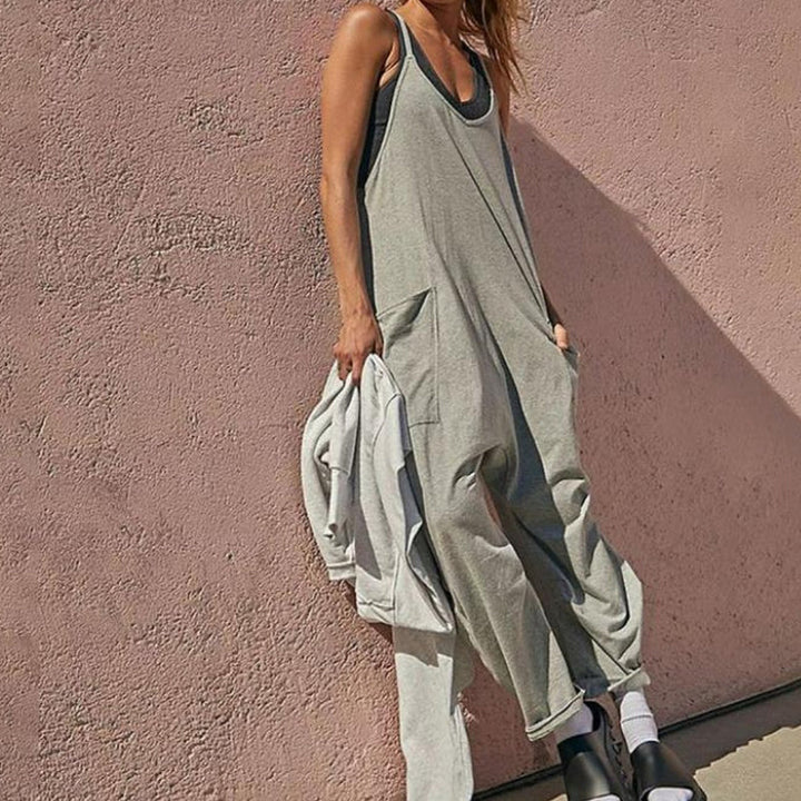 Stylish V-Neck Sling Jumpsuit with Convenient Pockets