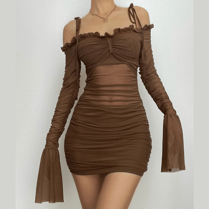 Charming Long Sleeve Ruffle Mini Dress for Effortless Elegance