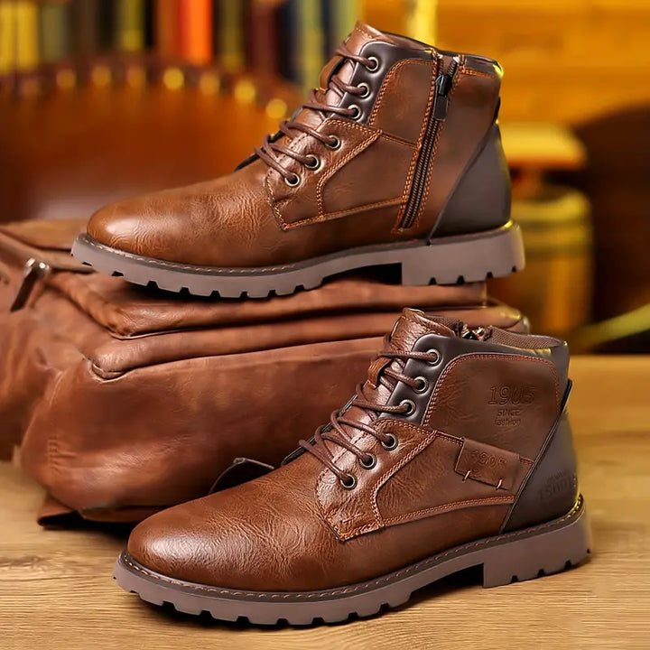 Stylish Leather Boots with Convenient Zipper Closure