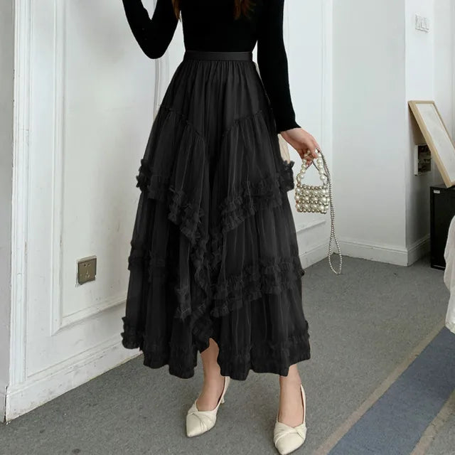 Elegant Long Pleated Skirt for Carnival Celebrations