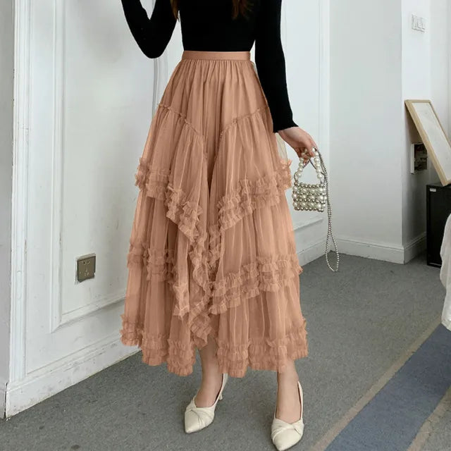 Elegant Long Pleated Skirt for Carnival Celebrations