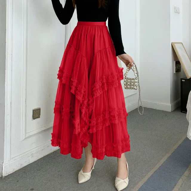 Elegant Long Pleated Skirt for Carnival Celebrations