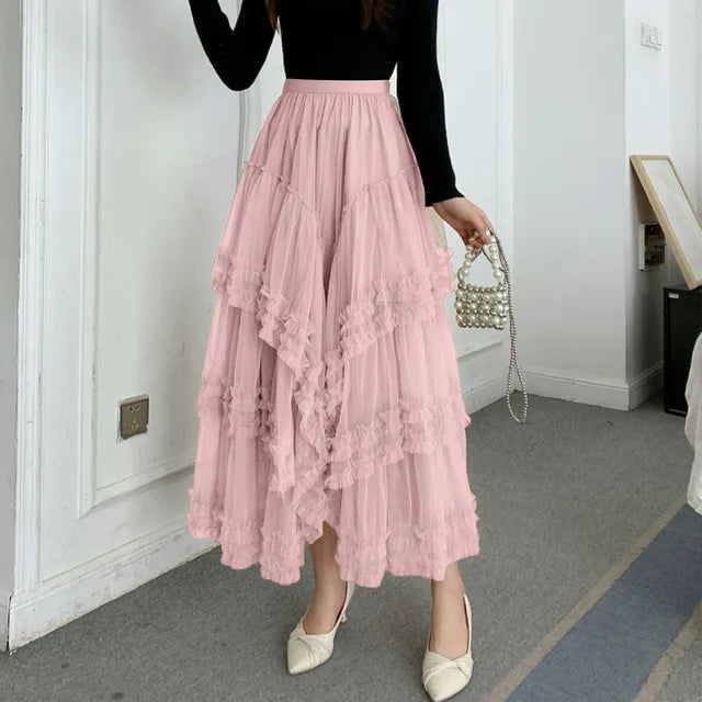 Elegant Long Pleated Skirt for Carnival Celebrations