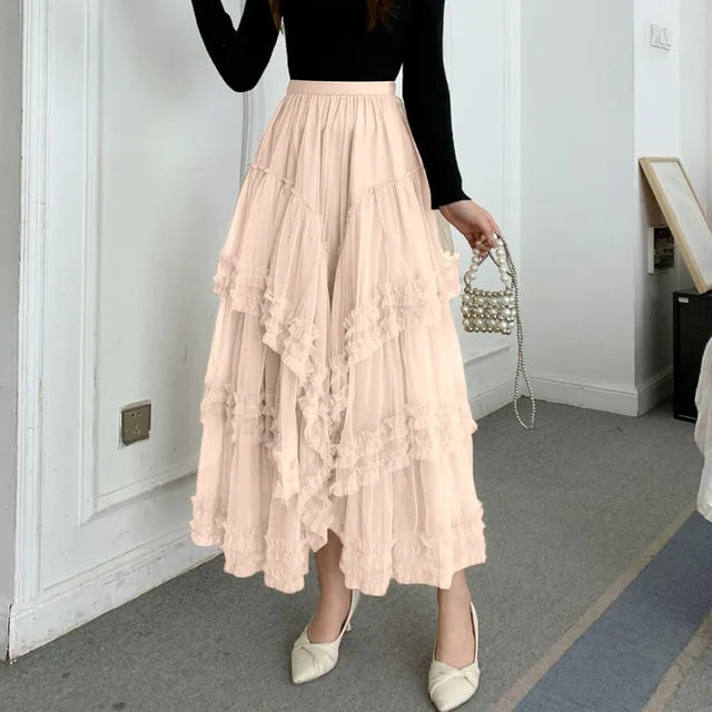 Elegant Long Pleated Skirt for Carnival Celebrations