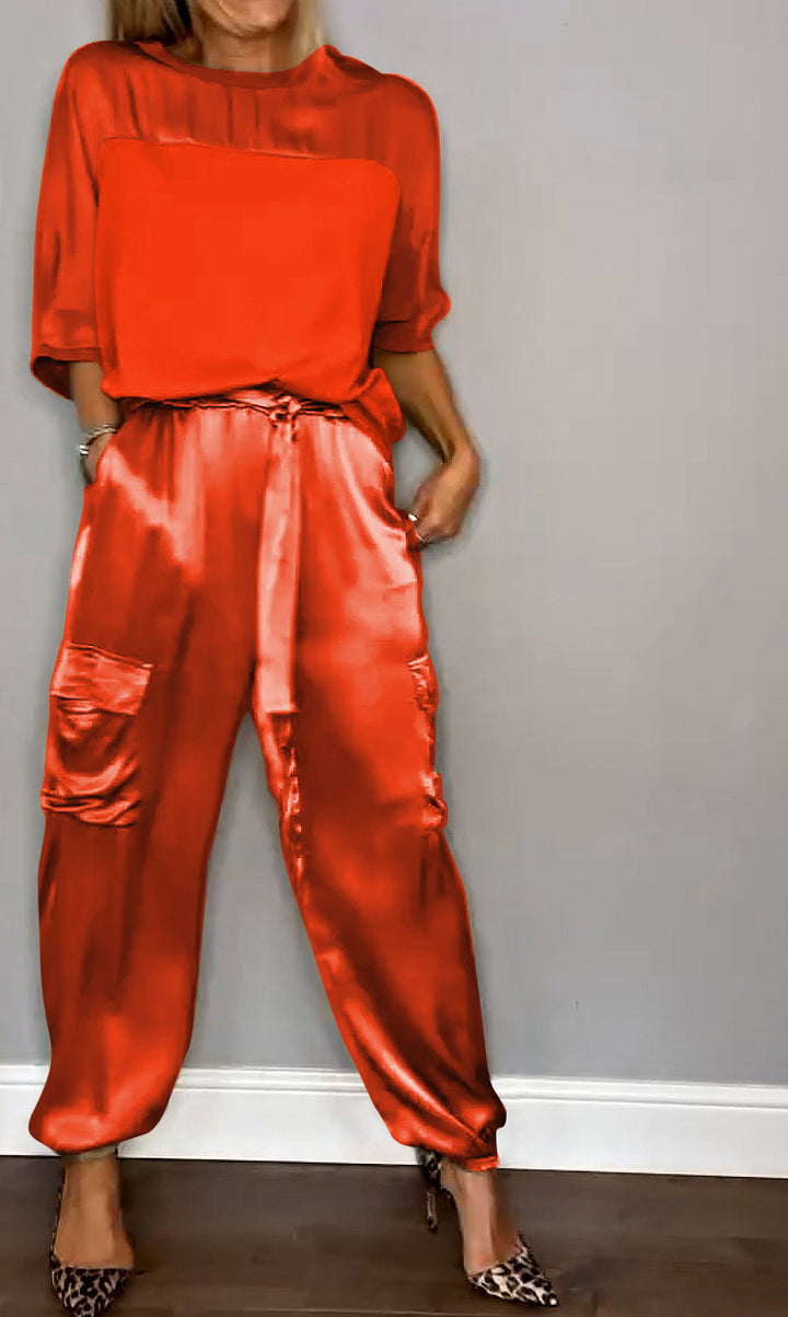Chic Long Sleeve Top and Matching Pants Set
