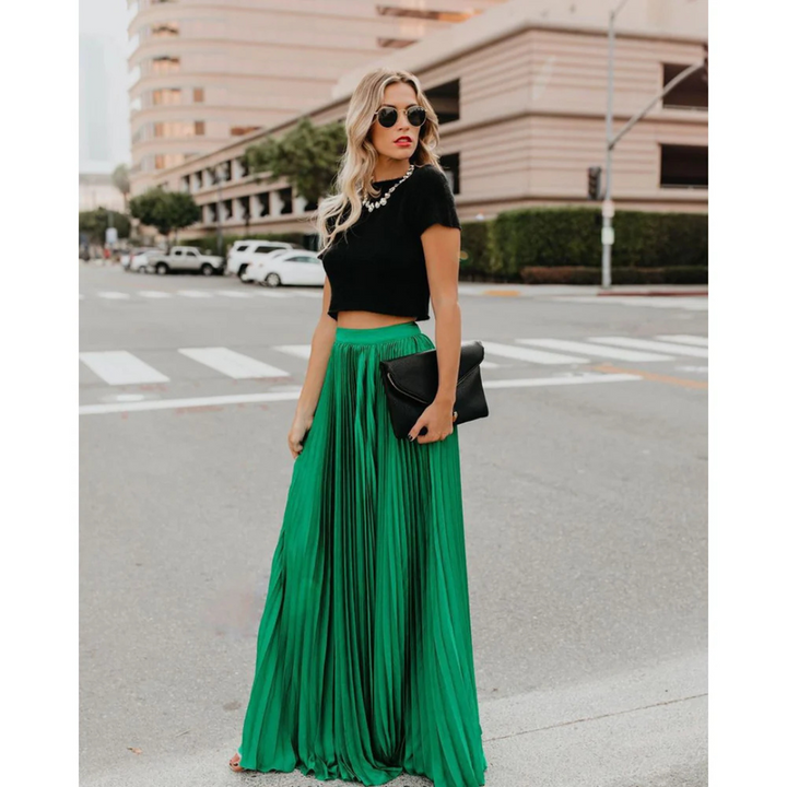 Timeless Elegance with a Flowing Pleated Skirt