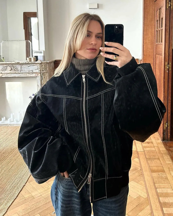 Stylish Oversized Leather Jacket for a Bold Look