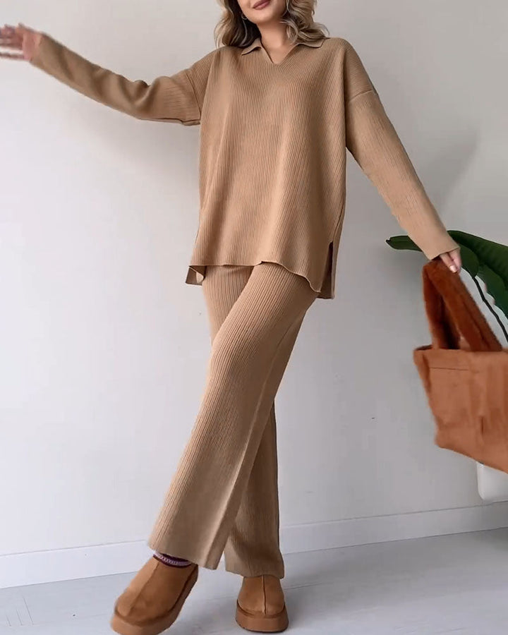 Cozy Chic: Knitted Two-Piece Set