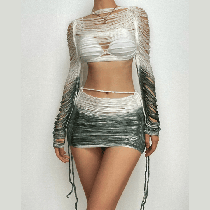 Chic Self-Tie Mini Skirt Set