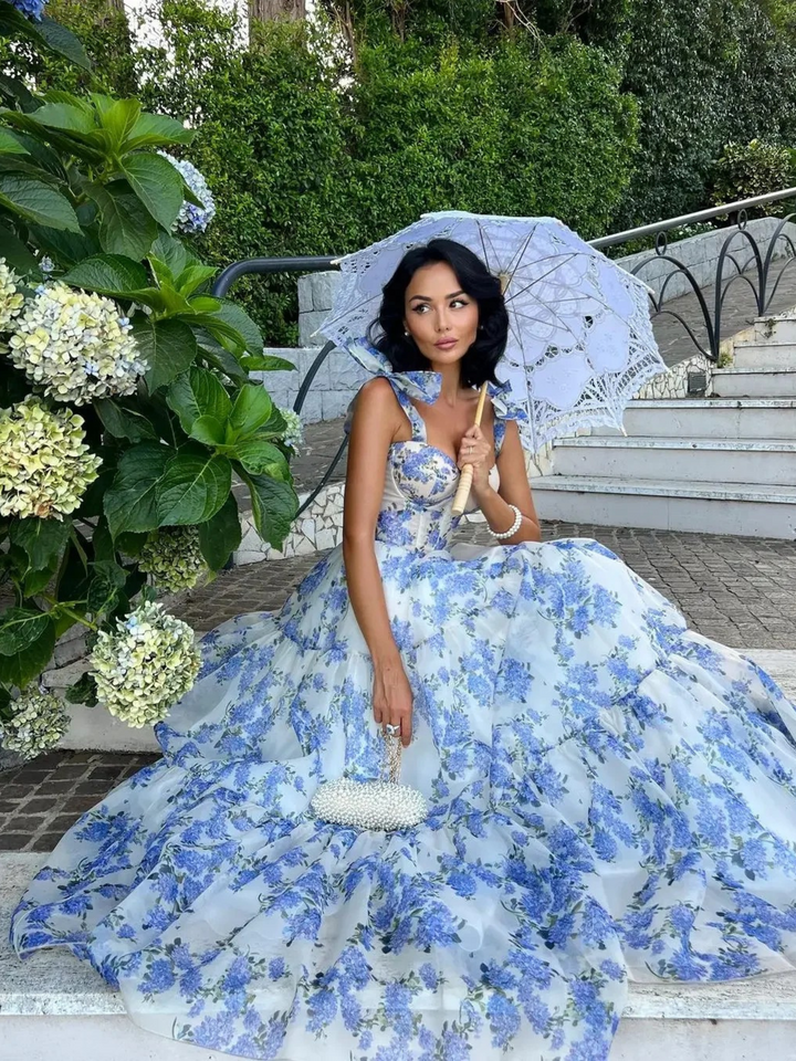Elegant High-Waist Floral Midi Dress