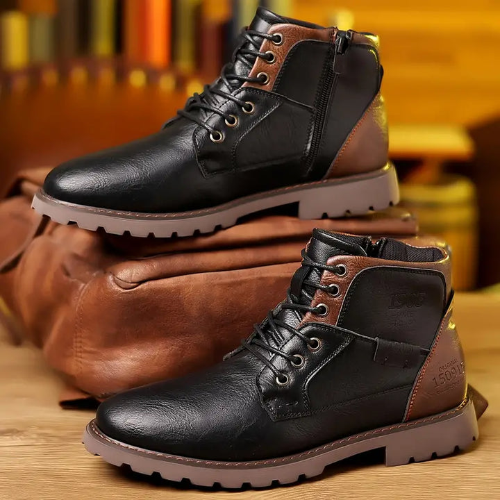 Stylish Leather Boots with Convenient Zipper Closure