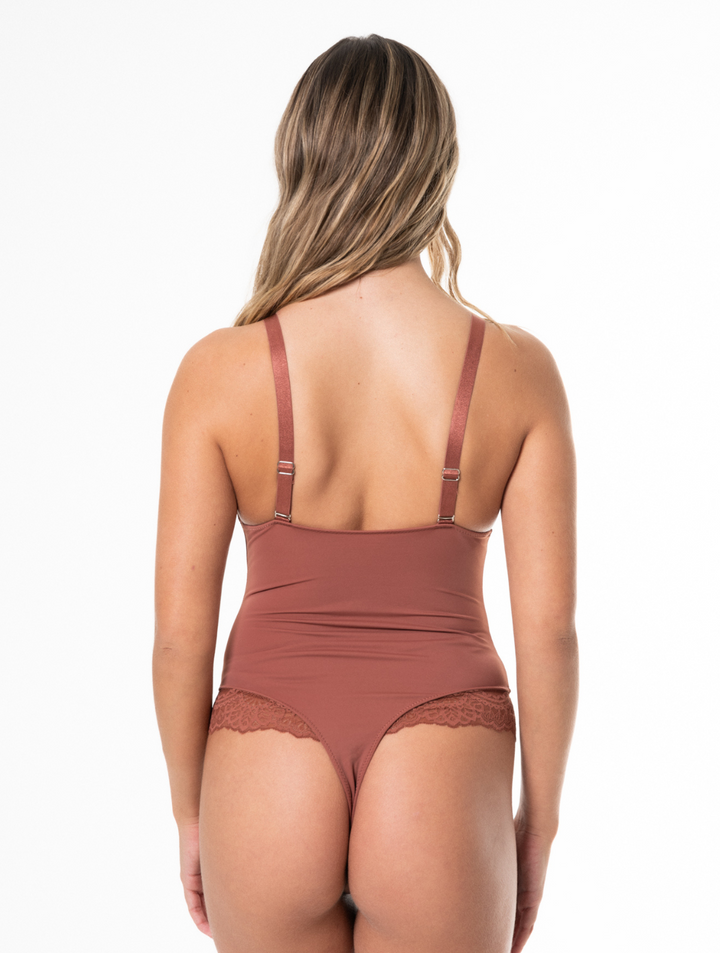 Chic V-Neck Lace-Up Bodysuit
