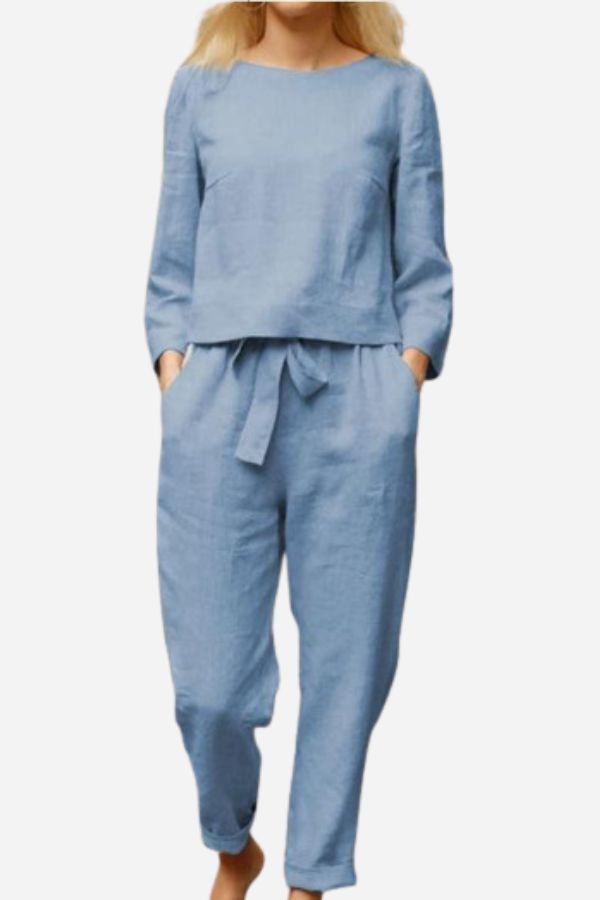 Chic Linen Two-Piece Outfit for Women
