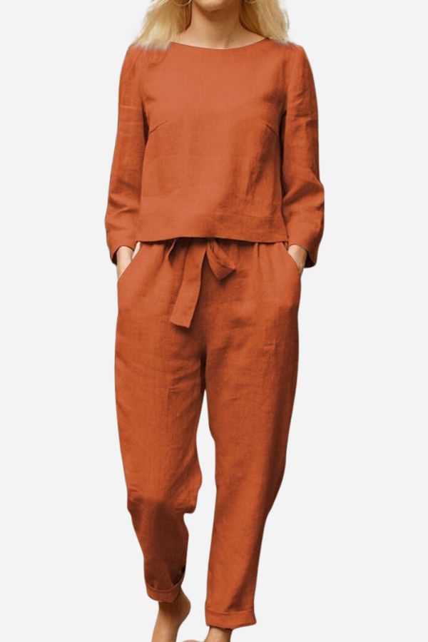 Chic Linen Two-Piece Outfit for Women