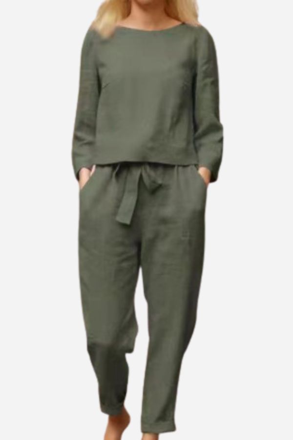 Chic Linen Two-Piece Outfit for Women