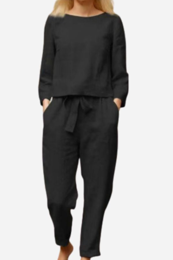 Chic Linen Two-Piece Outfit for Women