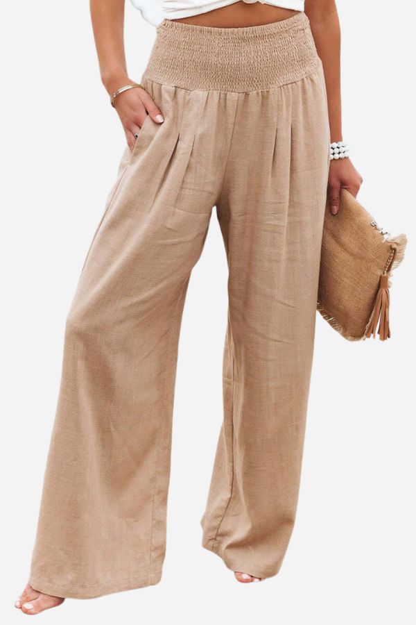 Chic High-Waist Cotton Palazzo Trousers