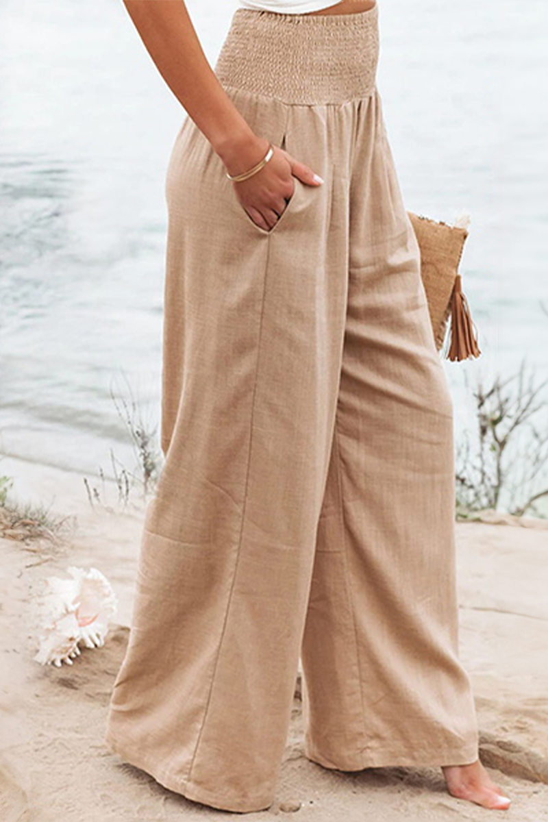 Chic High-Waist Cotton Palazzo Trousers