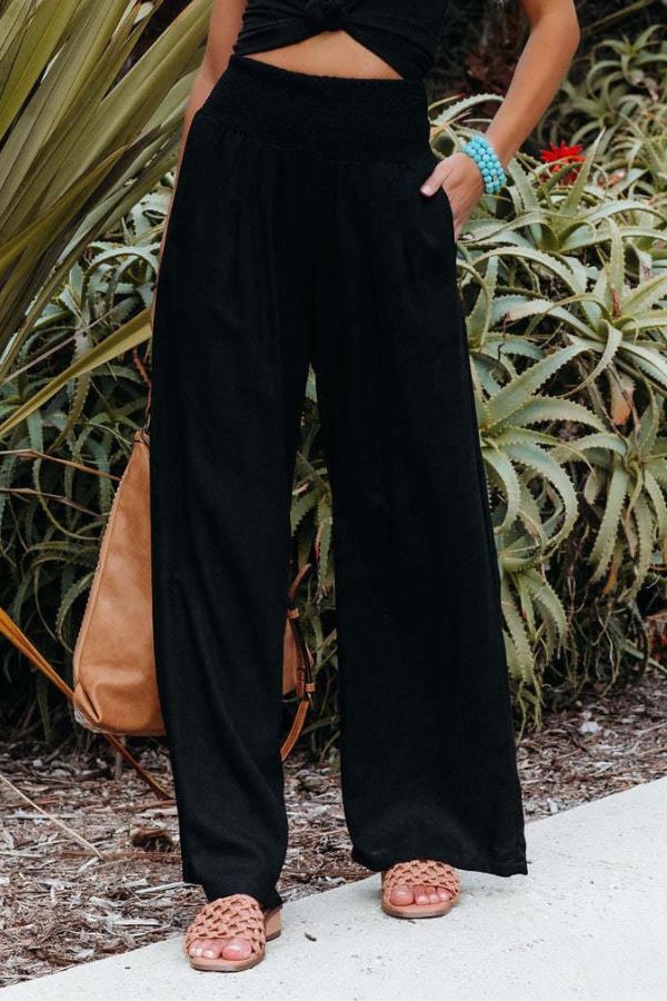 Chic High-Waist Cotton Palazzo Trousers