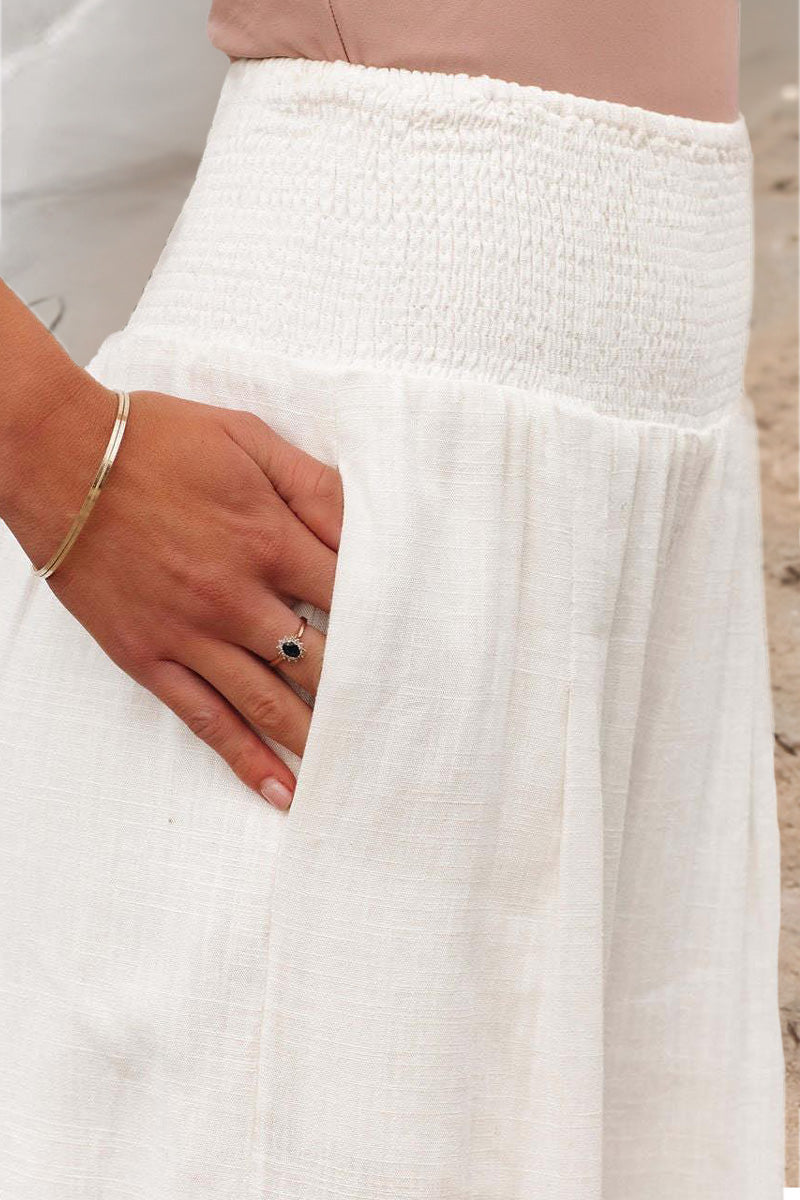 Chic High-Waist Cotton Palazzo Trousers