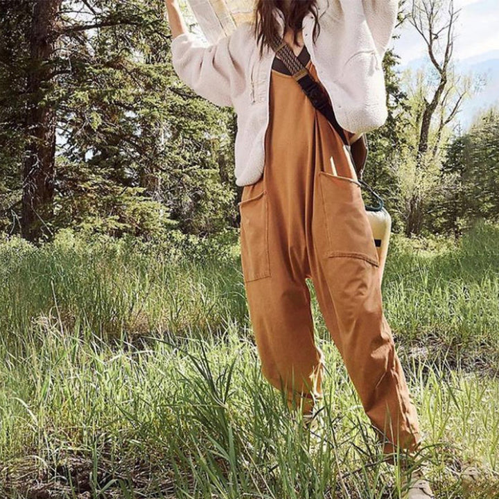 Stylish V-Neck Sling Jumpsuit with Convenient Pockets