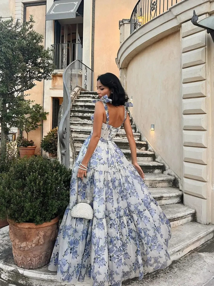 Elegant High-Waist Floral Midi Dress