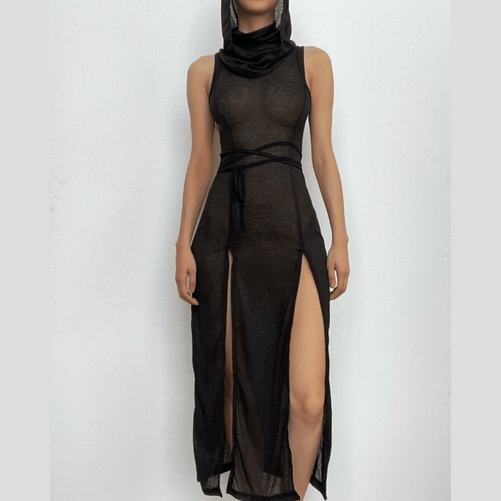 Stylish Sleeveless Maxi Hoodie Dress