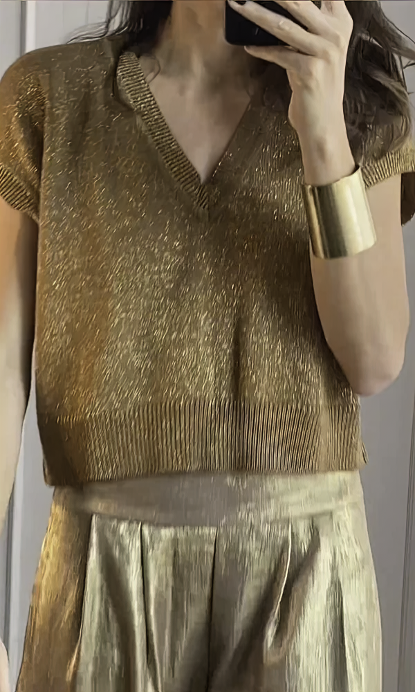 High-Waist Trousers and Matching Top Ensemble