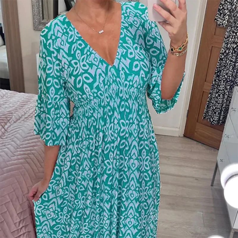 Charming Floral V-Neck Dress