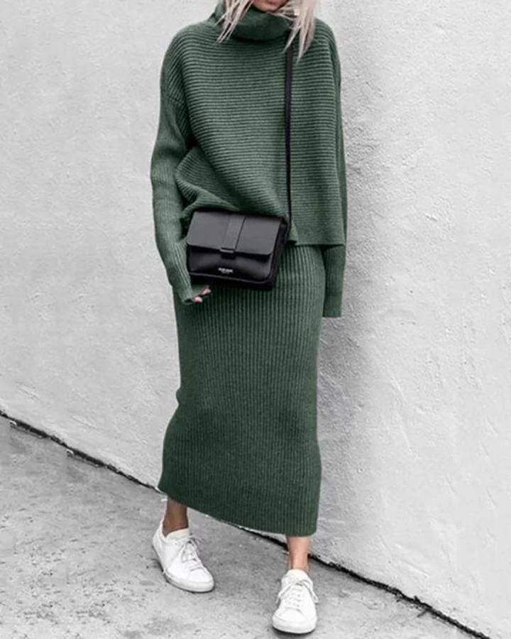 Stylish High Collar Two-Piece Ensemble