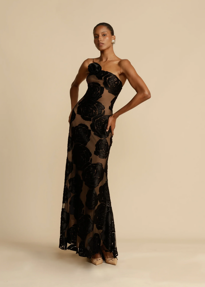 Elegant Backless Long Silk Evening Gown