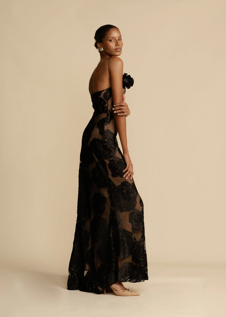 Elegant Backless Long Silk Evening Gown