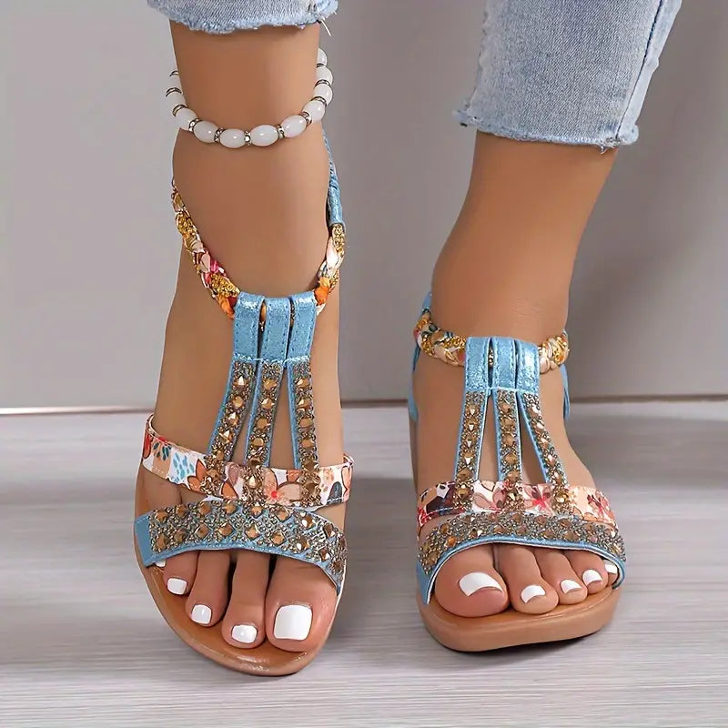 Stunning Women's Sandals Adorned with Dazzling Rhinestones