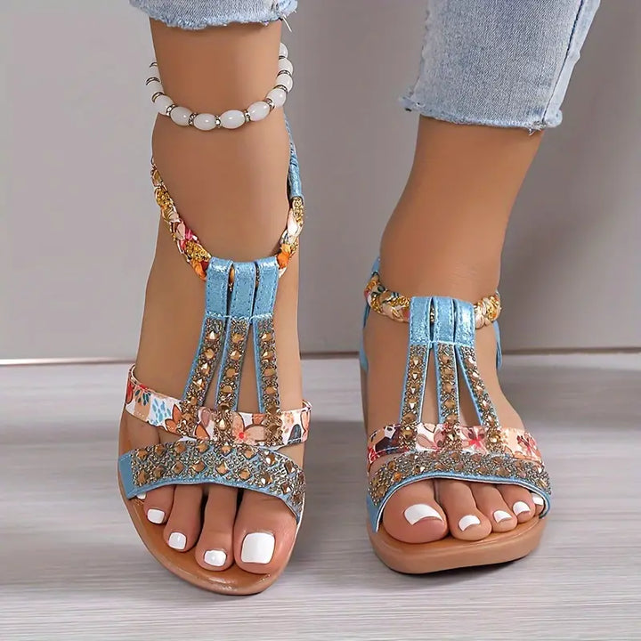 Stunning Women's Sandals Adorned with Dazzling Rhinestones