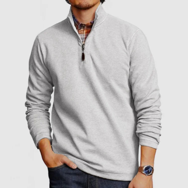Elevate Your Style with Our Luxurious Cashmere Zip Polo Shirt for Men