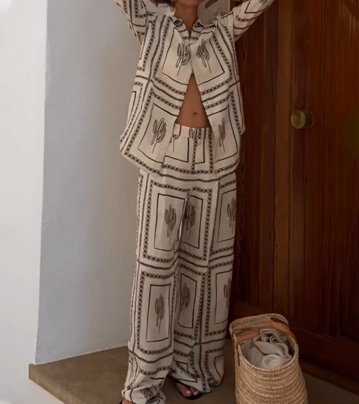 Cozy Chic Abstract Two-Piece Ensemble