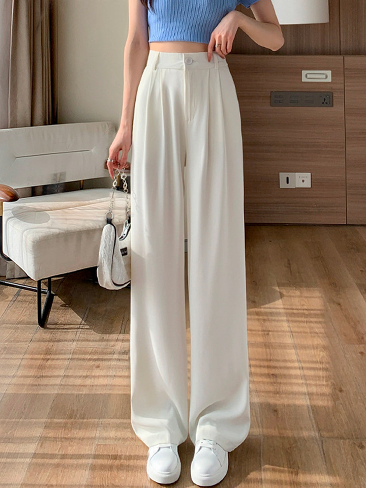 Sleek Wide-Leg Straight Trousers for Effortless Style