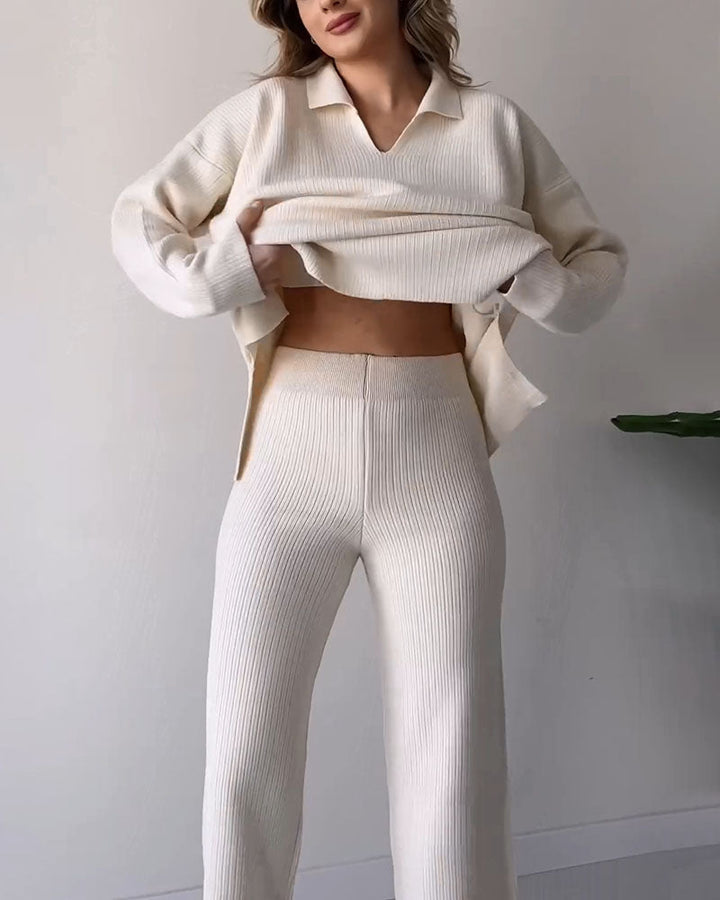 Cozy Chic: Knitted Two-Piece Set