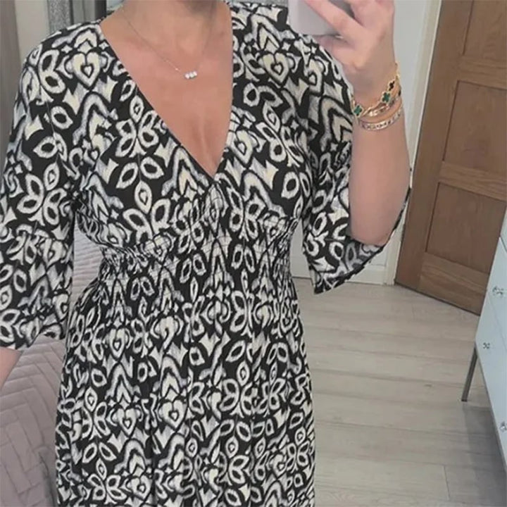 Charming Floral V-Neck Dress