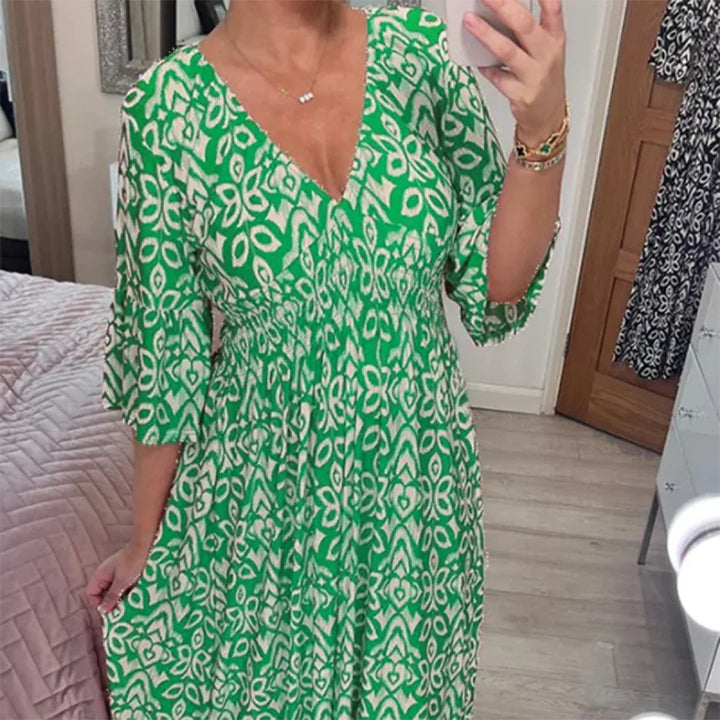 Charming Floral V-Neck Dress
