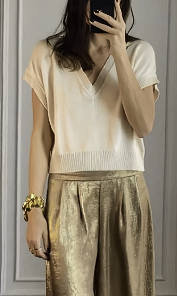 High-Waist Trousers and Matching Top Ensemble