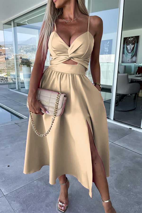 Sophisticated Midi Dress with Key Design