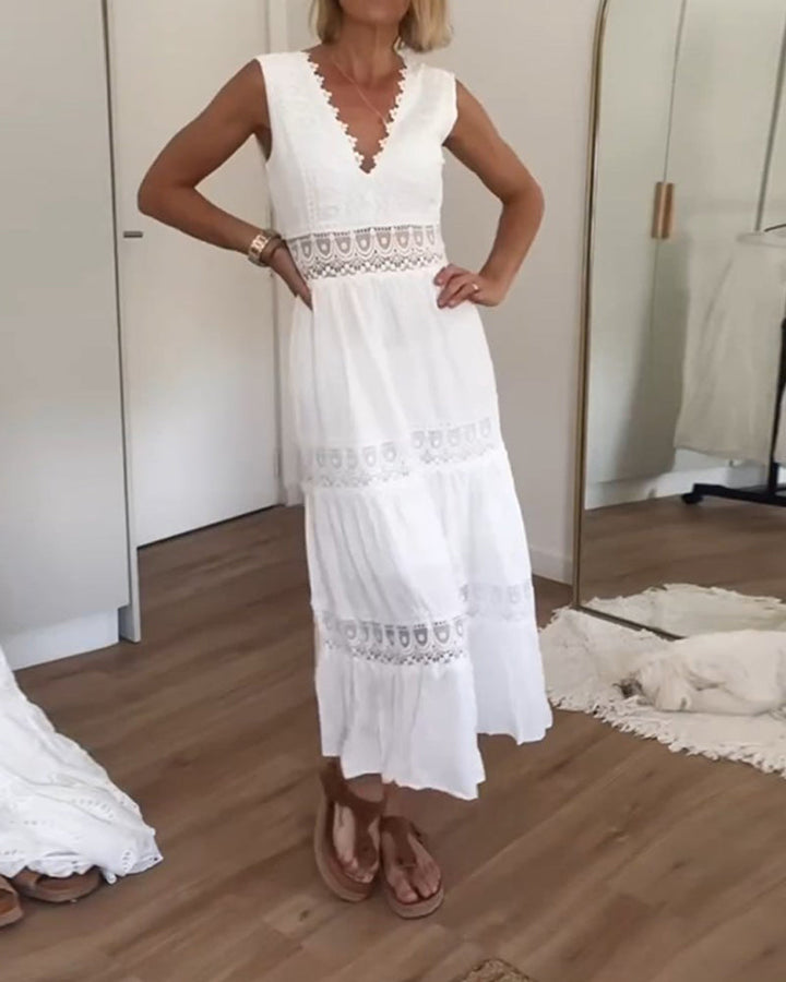 Chic V-Neck Lace Tank Dress